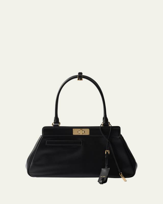 Framed Leather Top-Handle Bag